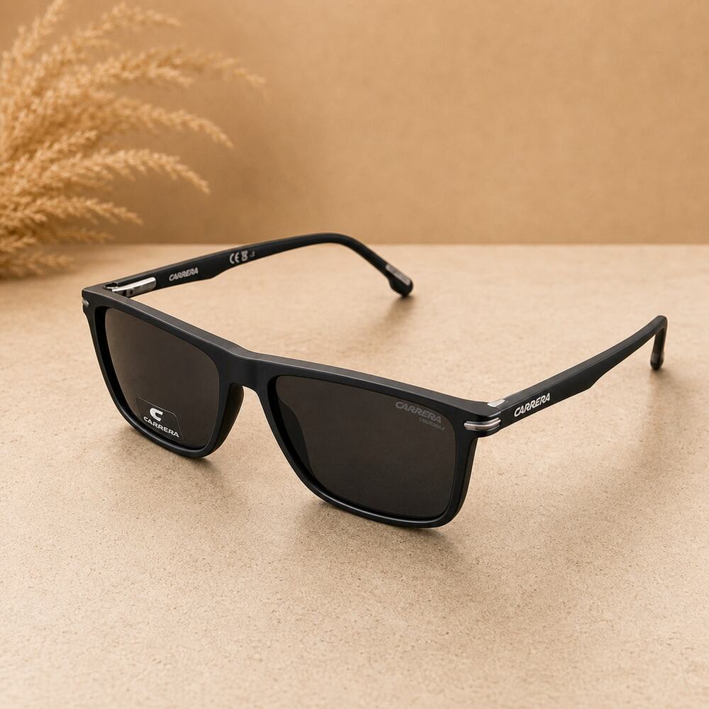Carrera 298/S Black Rectangular Sunglasses Green Lenses Matte Black Frame - Picture 3 of 3